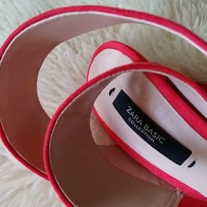 ZARA Basic Collection Red Peep Toe Heels